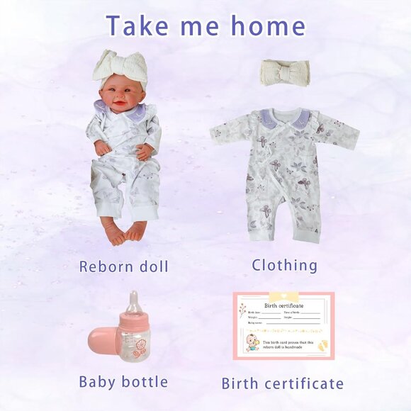 18.5in Full Silicone Reborn wheaten Open Eyes Smiling Baby Girl Dolls Lifelike - Picture 6 of 6